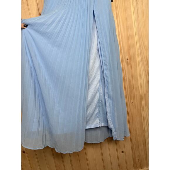NWT Lulus Celebratory Allure Powder Blue Pleated Backless Maxi Dress Wedding L - Picture 5 of 9